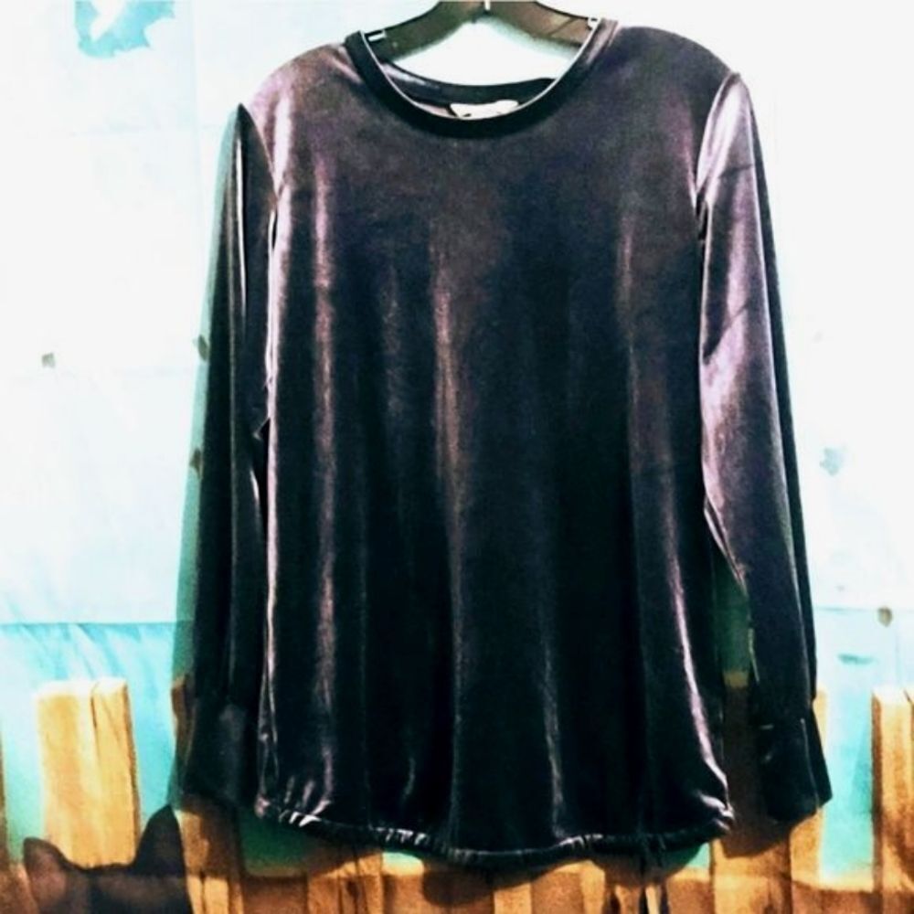 H&m maternity BLUE ICE FAUX VELVET TUNIC BLOUSE S